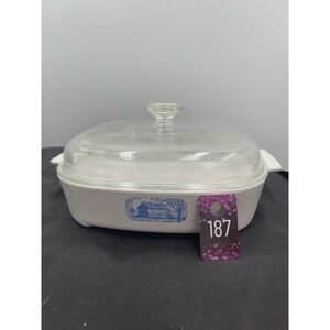 Corning Ware 10" Browning Skillet with Lid Amana Radarange Blue Colonial MW-10‎